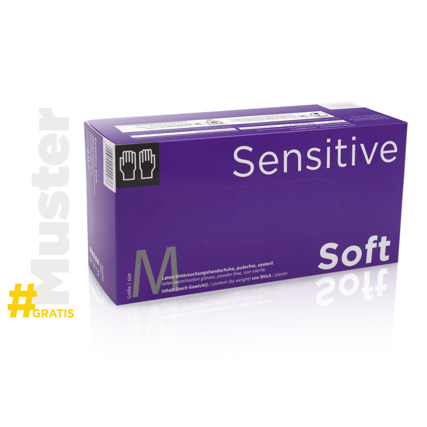 Gratis Muster Sensitive Soft medizinischer Latexhandschuh puderfrei, unsteril