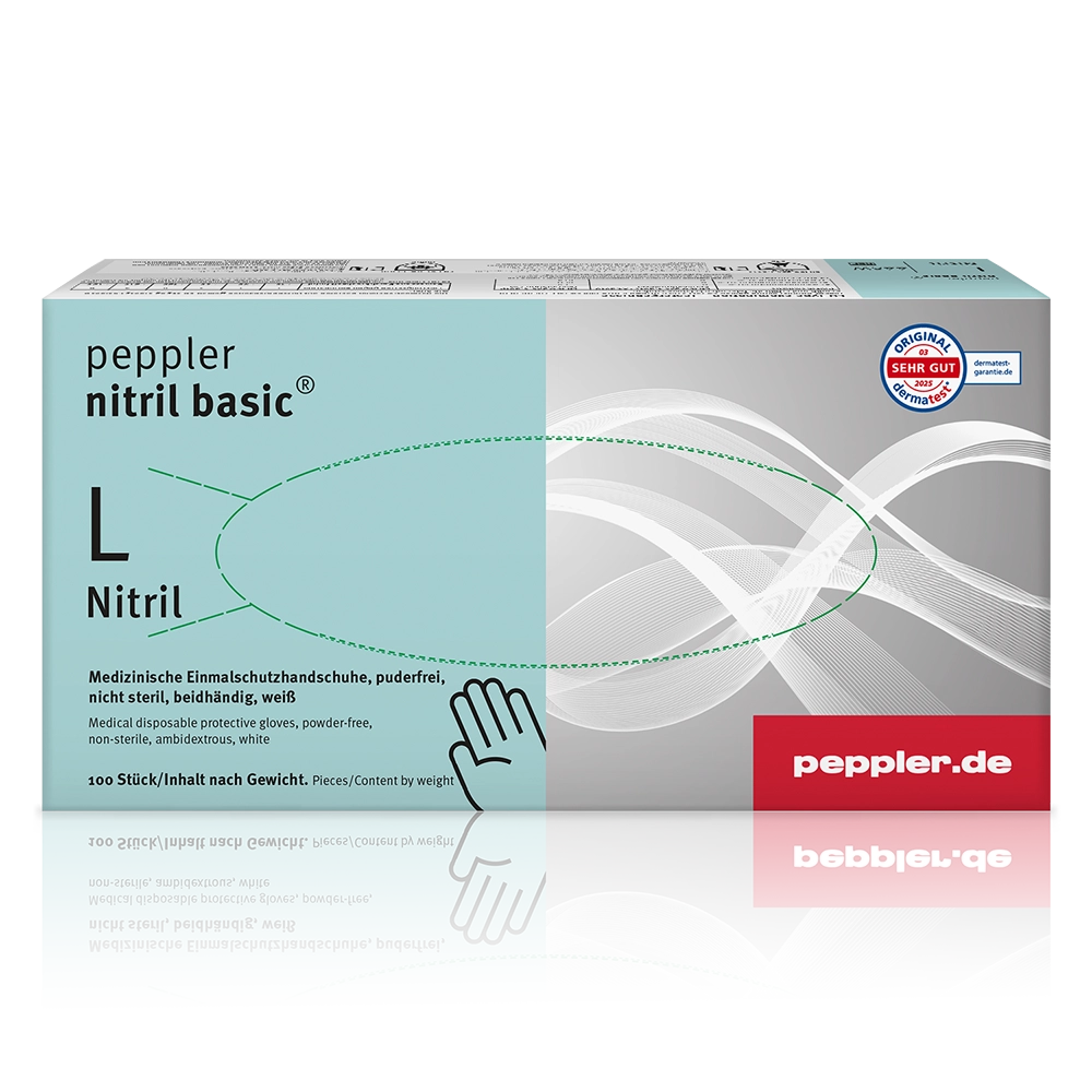 peppler nitril basic® | Nitrilhandschuh | weiß | Handschuhbox | Größe L