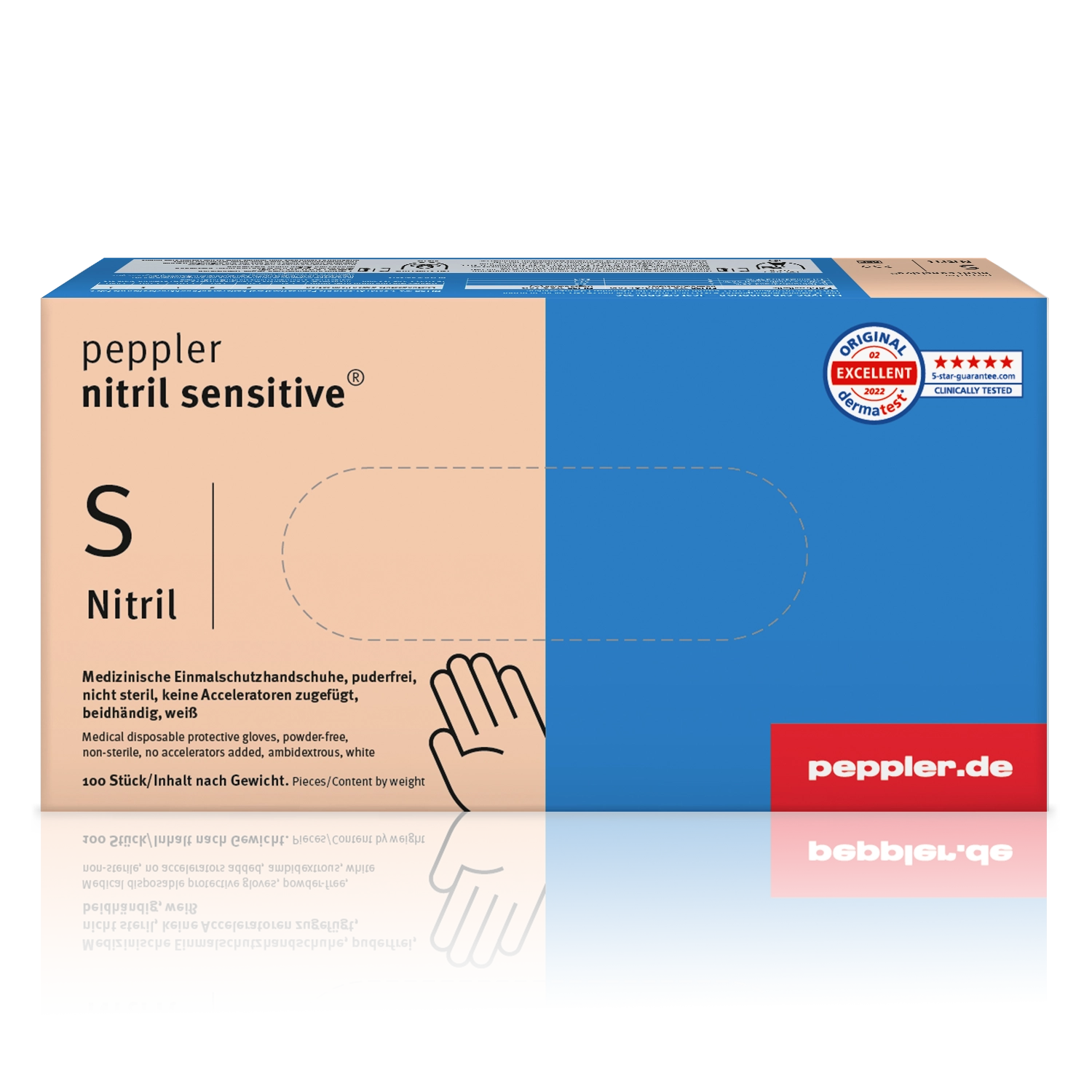 peppler nitril sensitive® white | Nitrilhandschuh | Handschuhbox | Größe S