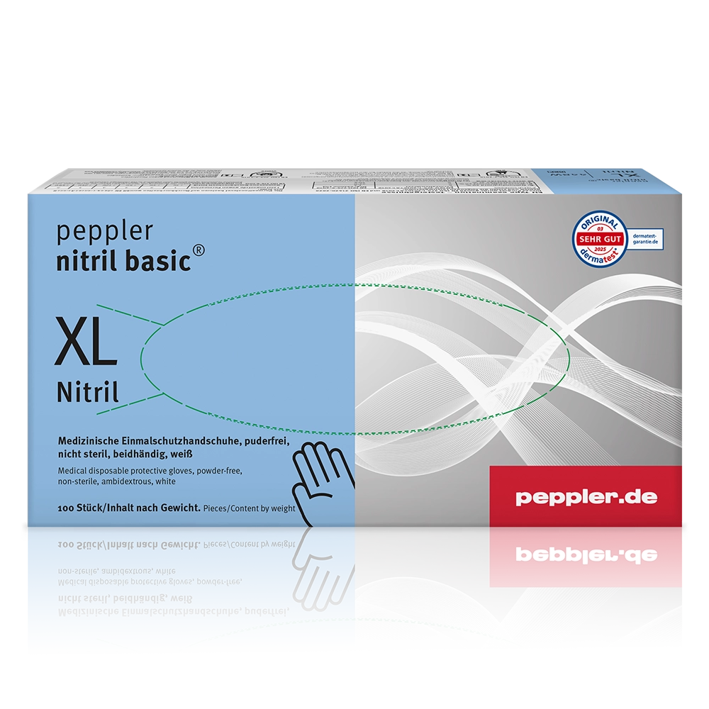 peppler nitril basic® | Nitrilhandschuh | weiß | Handschuhbox | Größe XL