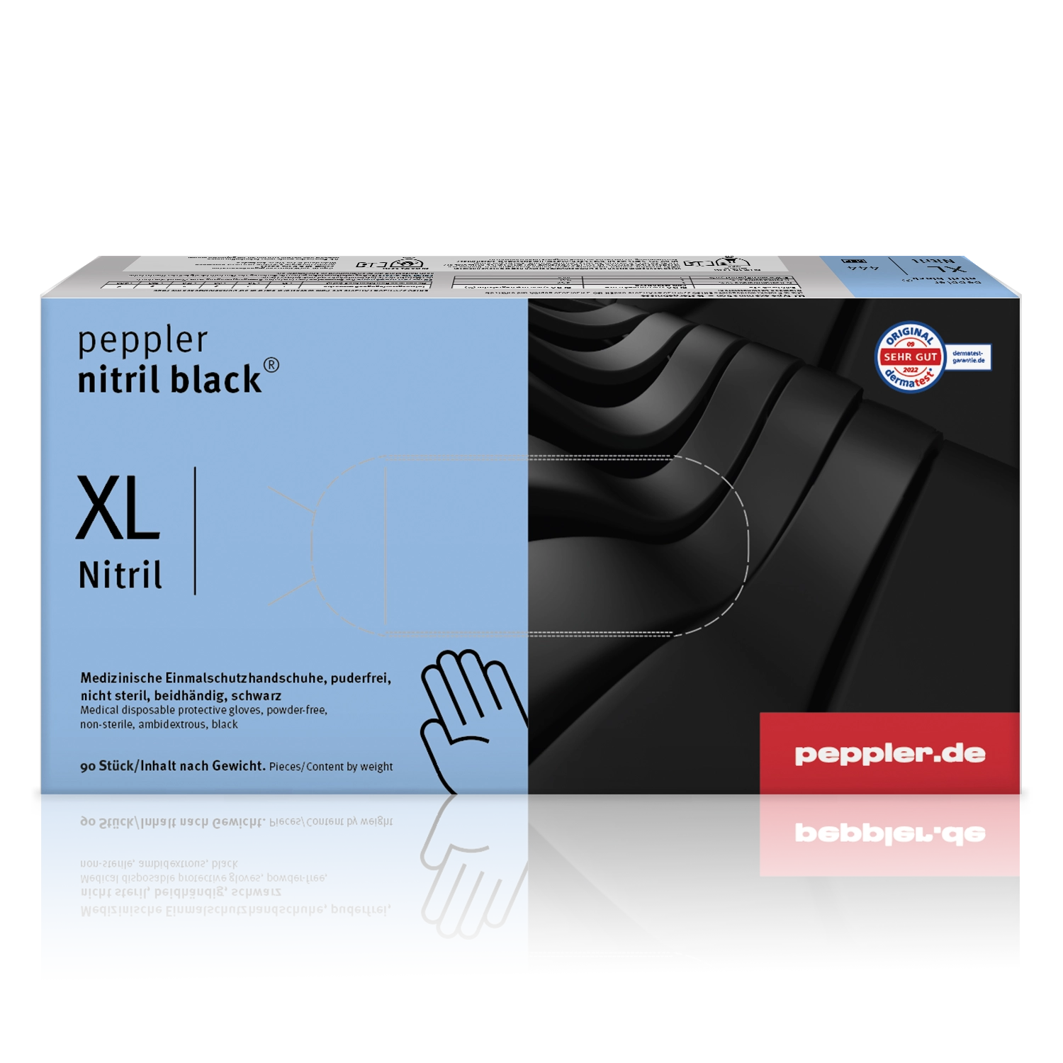 peppler nitril black® | Nitrilhandschuh | Handschuhbox | schwarz | Größe XL