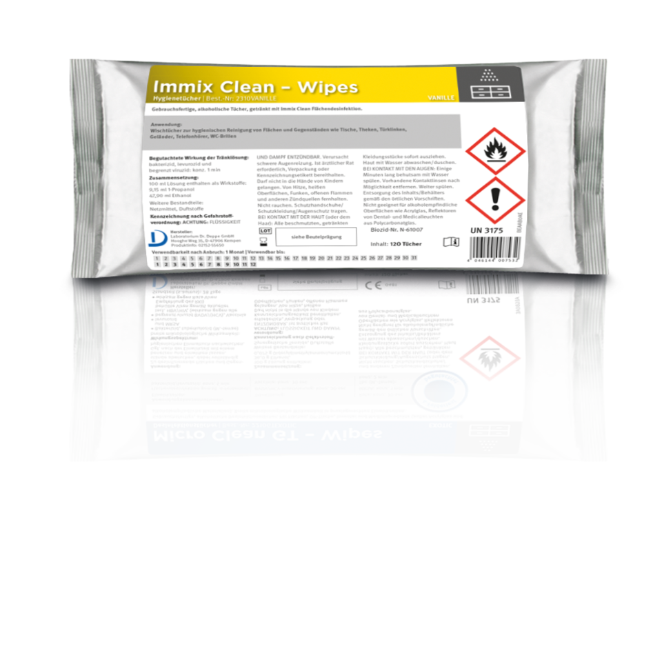 Immix Clean Wipes Hygienetücher, neutral, Gebrauchsfertige Oberflächendesinfektion