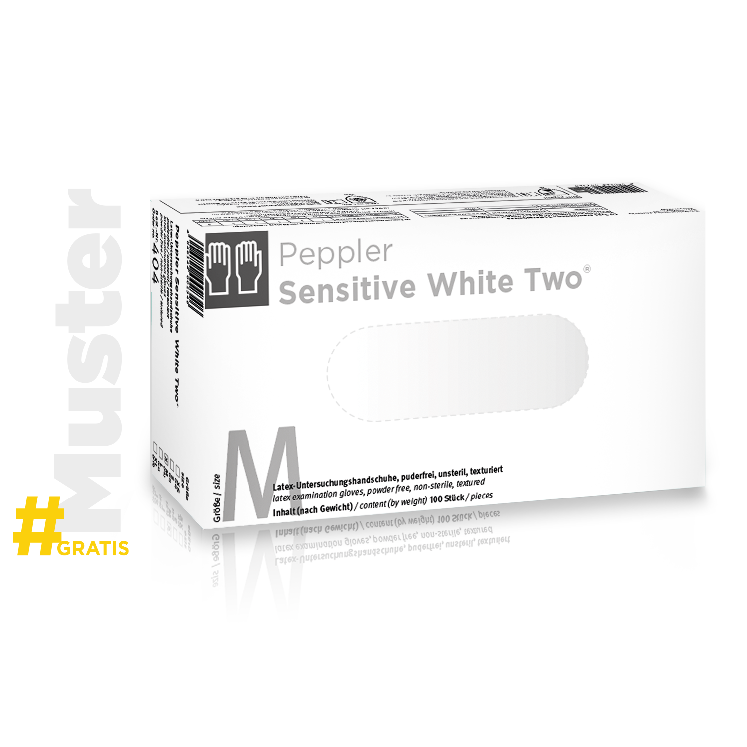 Gratis Muster Sensitive White two Latexhandschuh, puderfrei