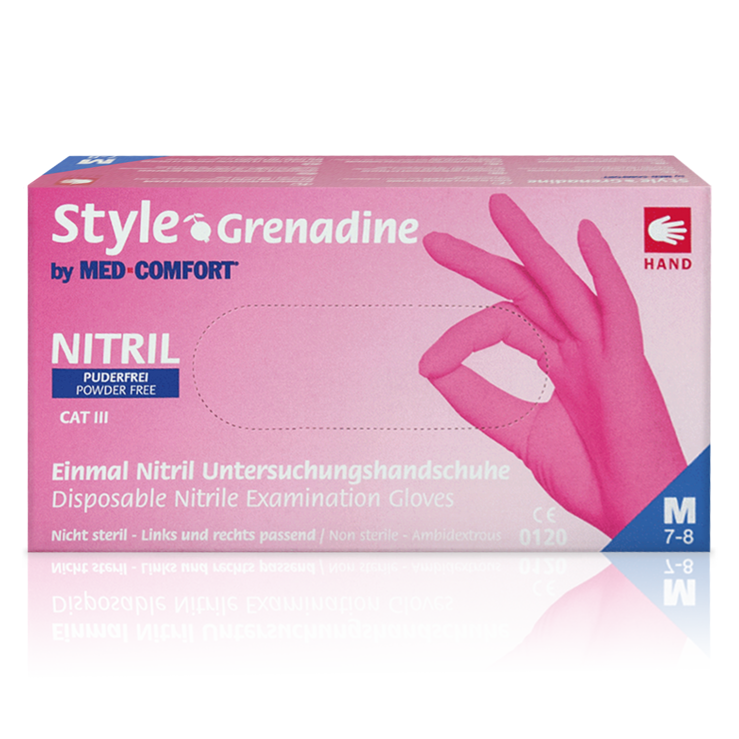 Gratis Muster Nitril Style Grenadine pink Einmalhandschuh latexfrei und puderfrei