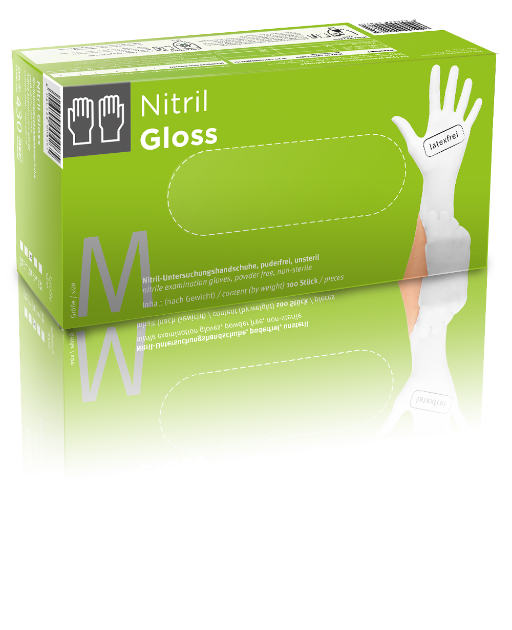 Gratis Muster Nitril Gloss medizinischer Einmalschutzhandschuh latexfrei
