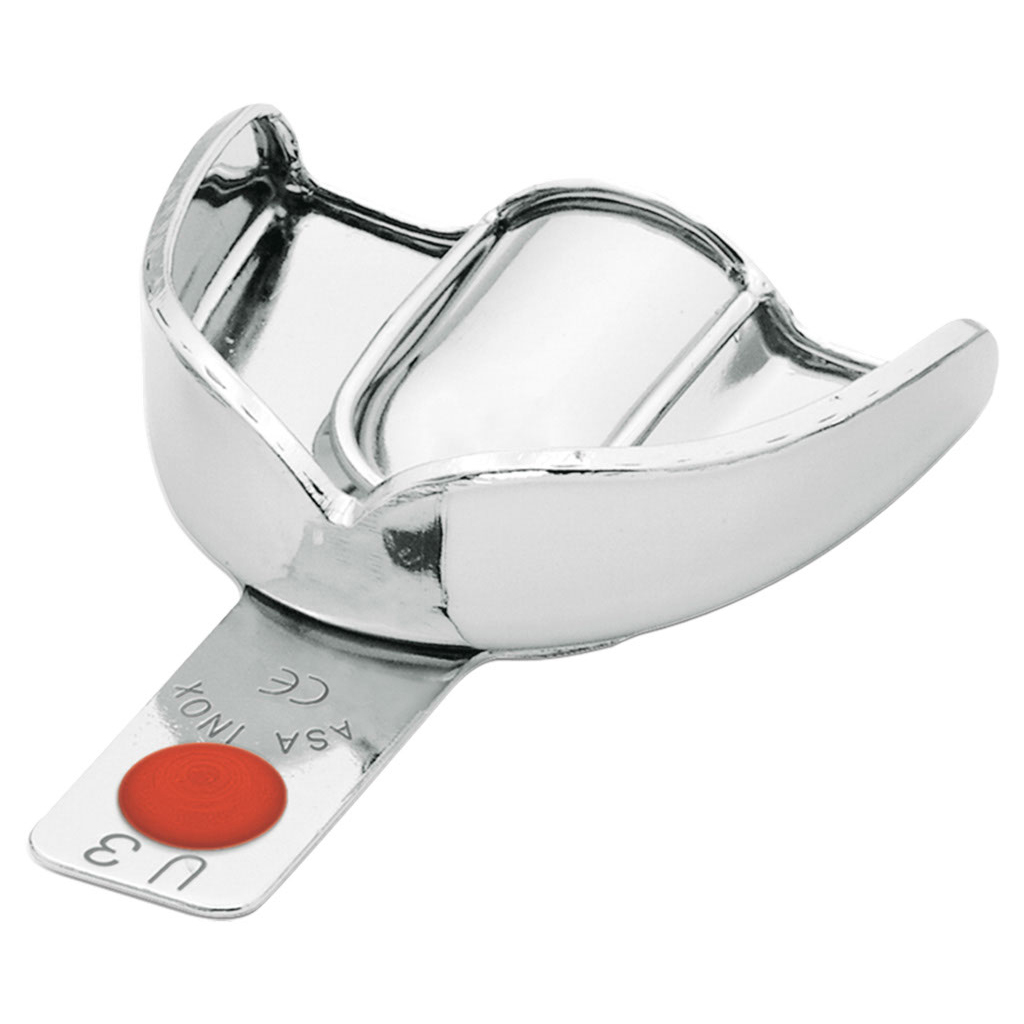 ASA Dental - glatter Abdrucklöffel "Perma-Lock", Edelstahl, Größe S/U3/roter Punkt, mit Haftprofil, regulär