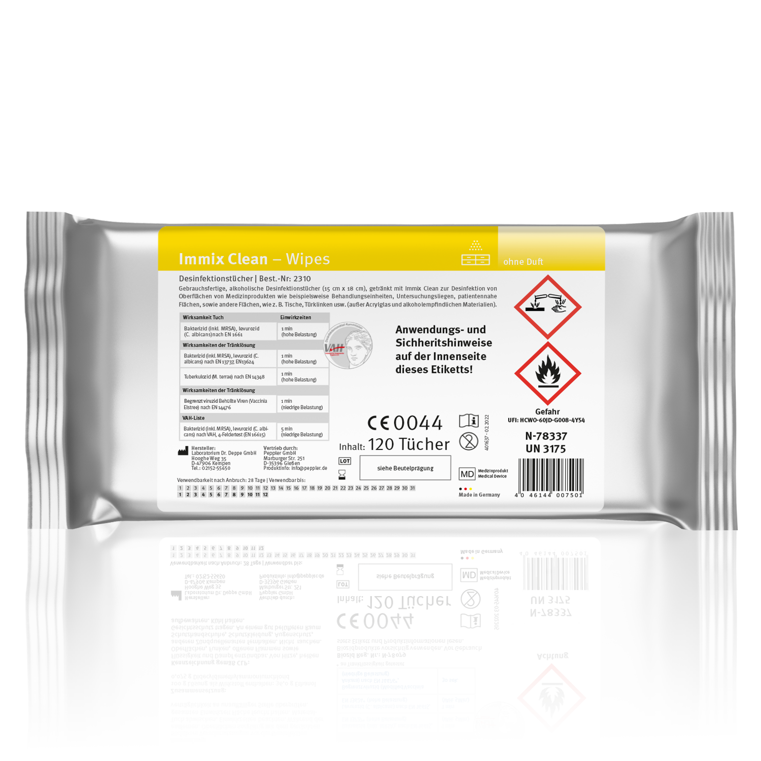Immix Clean Wipes Hygienetücher, neutral, Gebrauchsfertige Oberflächendesinfektion