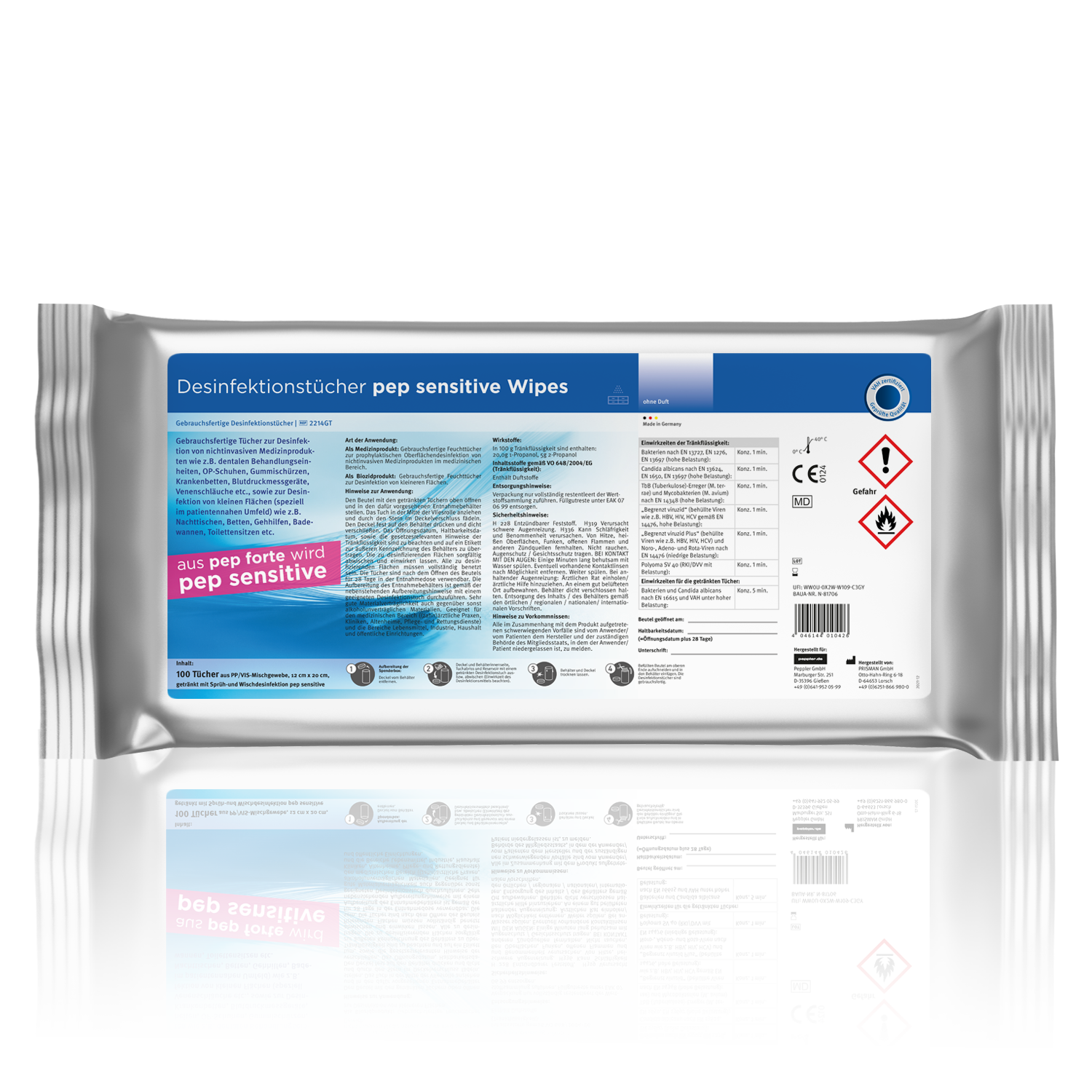 pep sensitive® Wipes| Desinfektionstücher