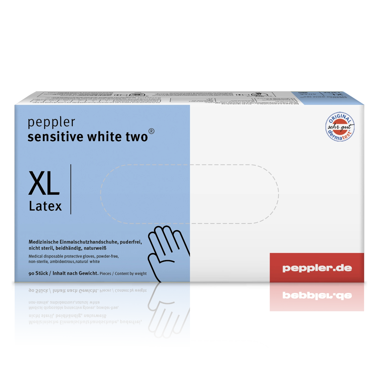 peppler sensitive white two® | Latexhandschuh | Größe XL | Handschuhbox