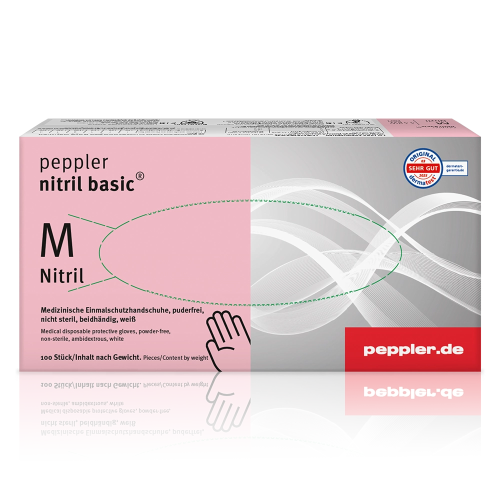 peppler nitril basic® | Nitrilhandschuh | weiß | Handschuhbox | Größe M