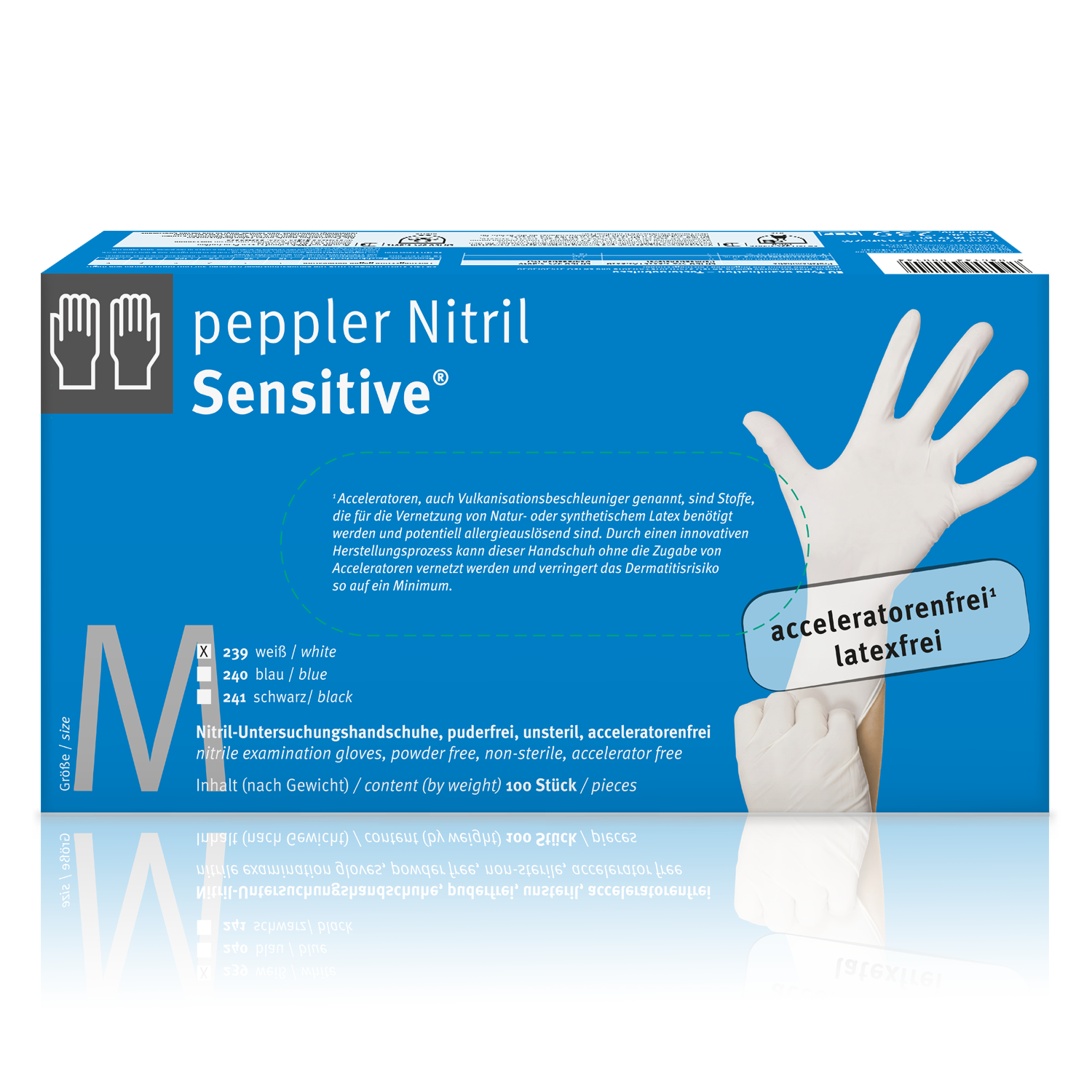 Nitril Sensitive weiß - Nitril - medizinischer Einmalschutzhandschuh / Untersuchungshandschuh