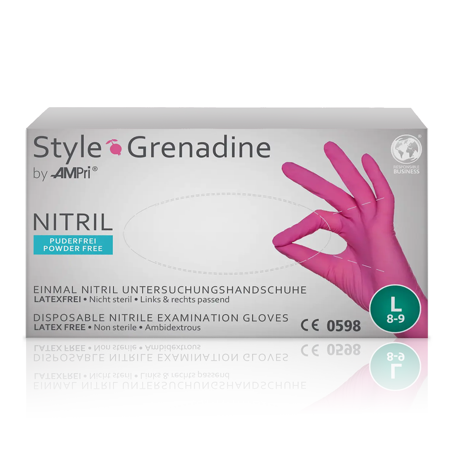 Gratis Muster Nitril Style Grenadine pink Einmalhandschuh latexfrei und puderfrei