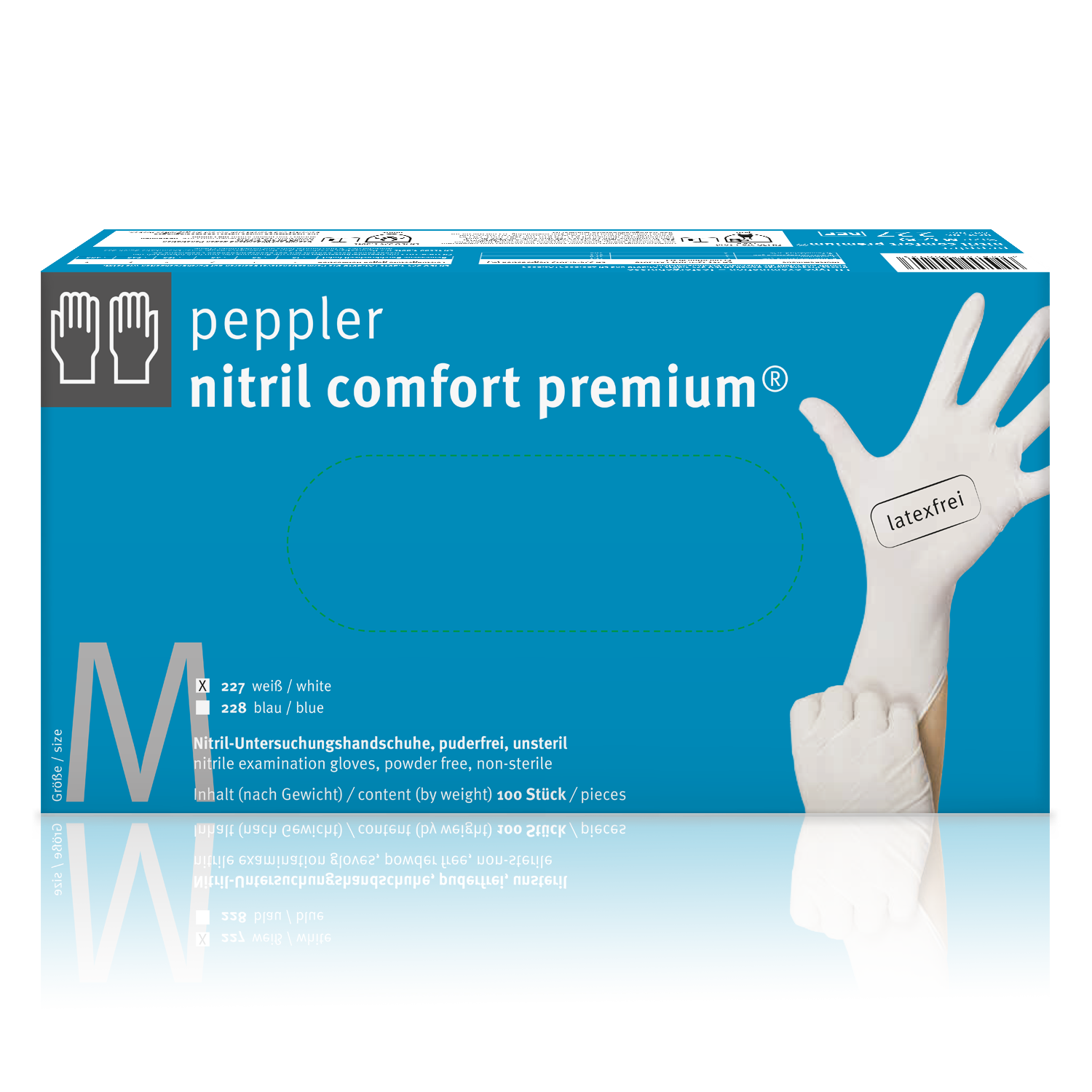 Gratis Muster Nitril Comfort Premium medizinischer Einmalhandschuh weiß