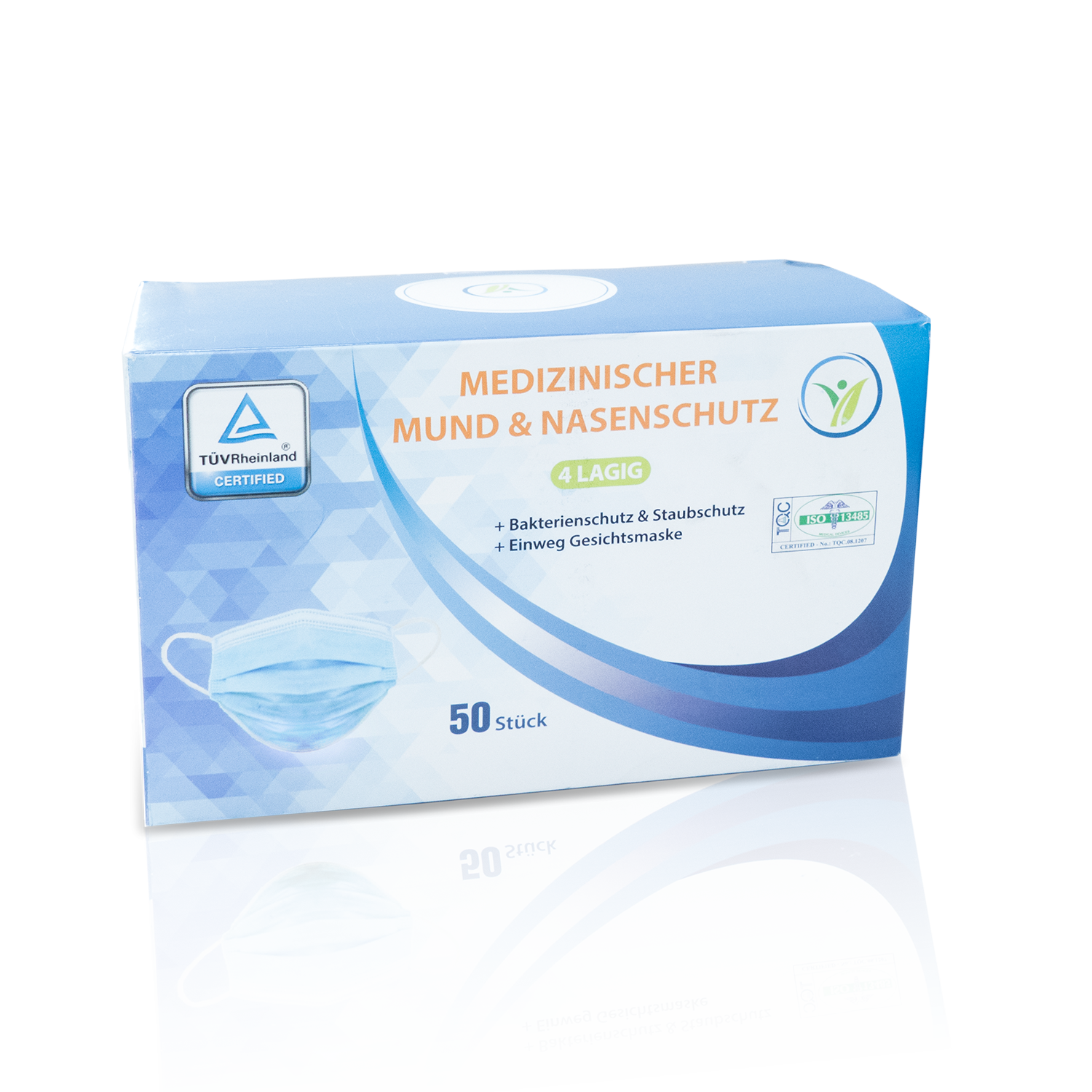Mundschutz 4-lagig, blau mit Gummizug