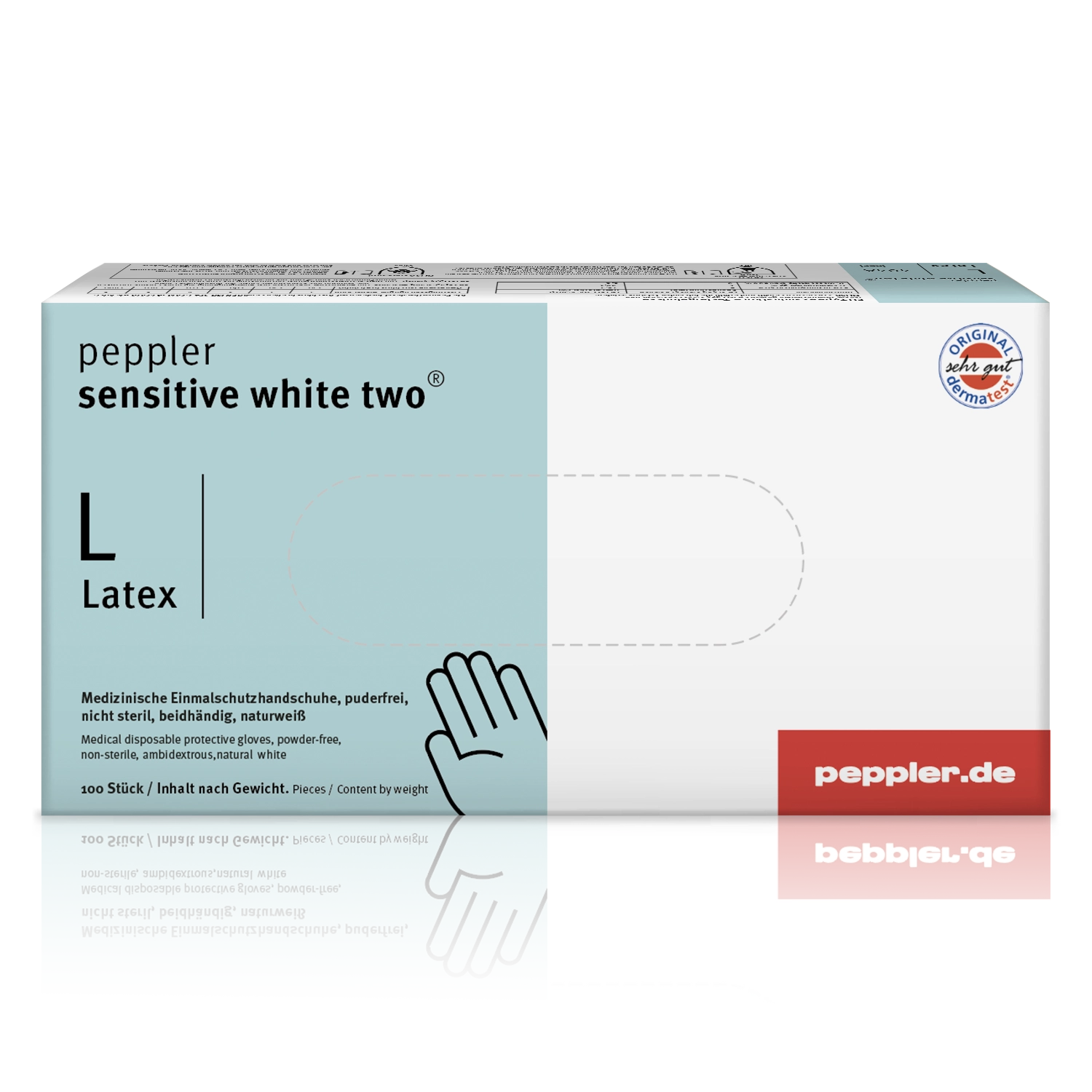 peppler sensitive white two® | Latexhandschuh | Größe L | Handschuhbox