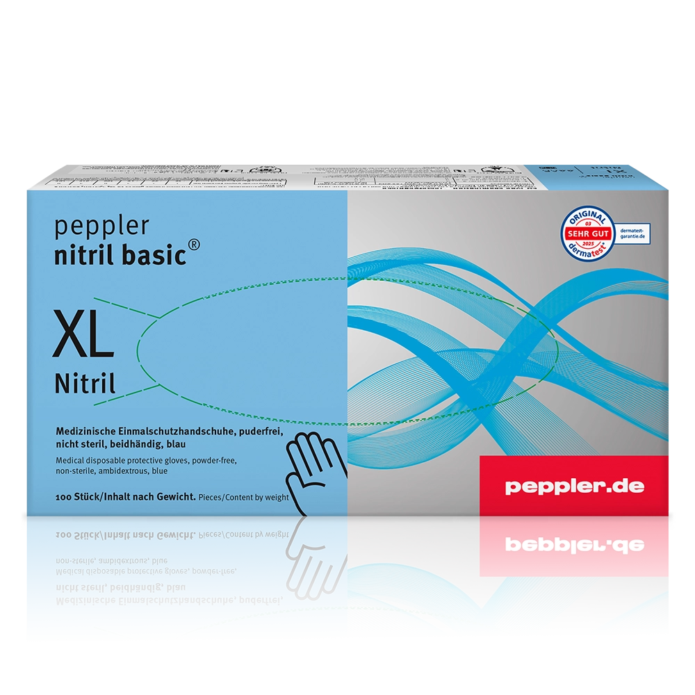 peppler nitril basic® | Nitrilhandschuh | blau | Umverpackung | Größe XL