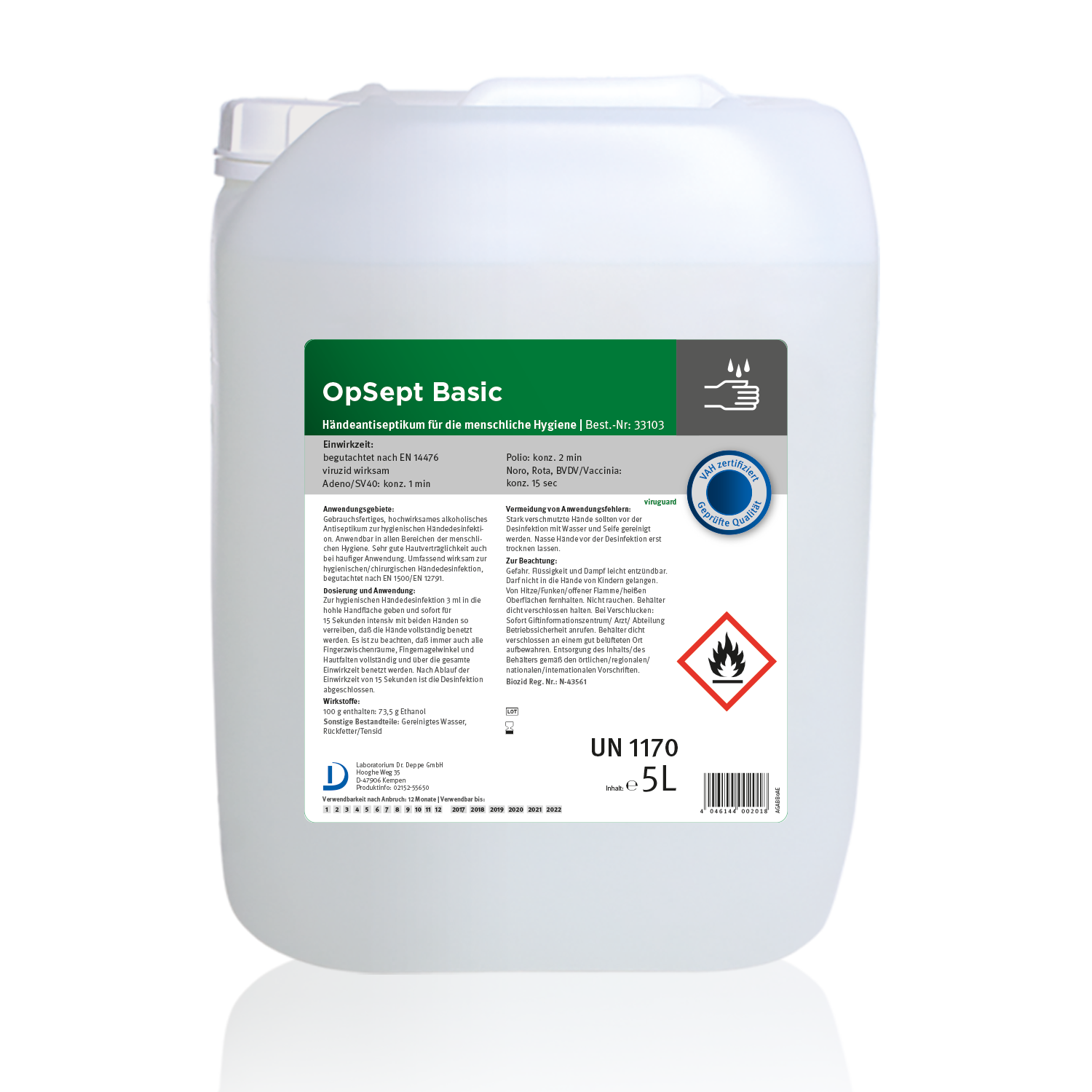 OP-Sept Basic chirurgische und hygienische Haut- und Händedesinfektion, viruzid 5 Liter
