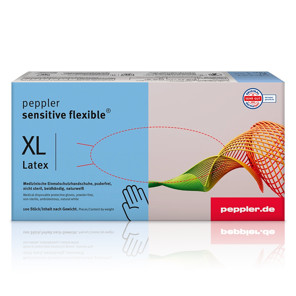 peppler sensitive flexible® | Latexhandschuh | Umverpackung | Größe XL