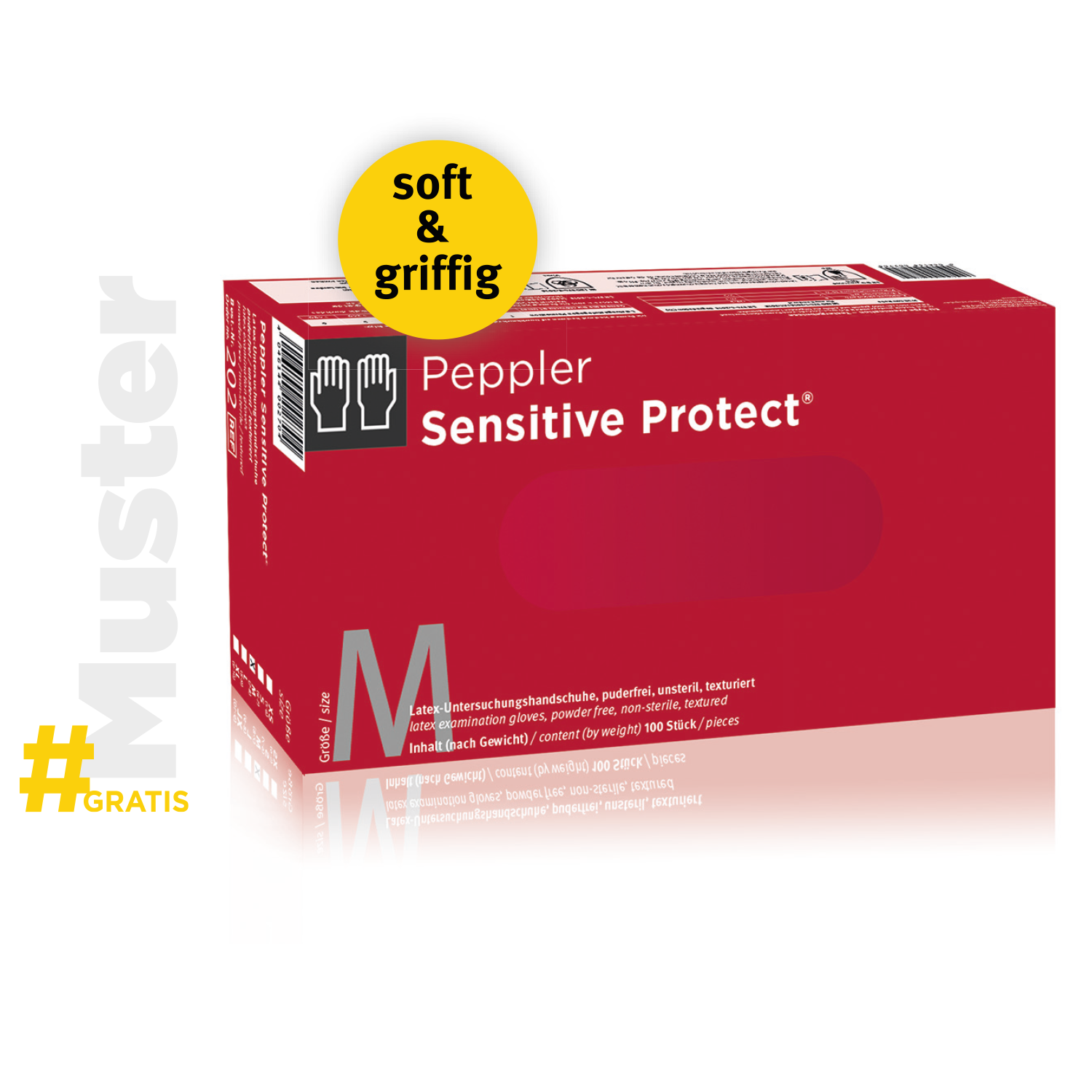 Gratis Muster Sensitive Protect medizinischer Latex-Handschuh puderfrei, unsteril