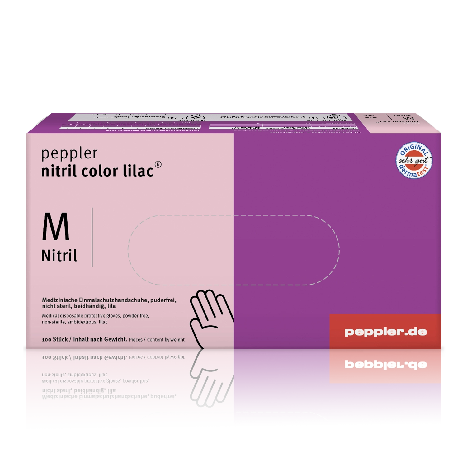 peppler nitril color lilac® | Nitrilhandschuh | Größe M | Handschubbox