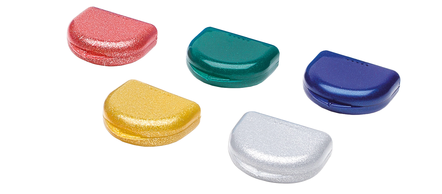Schienendosen für Zahnschienen | mit Glitzer | verschiedene Farben