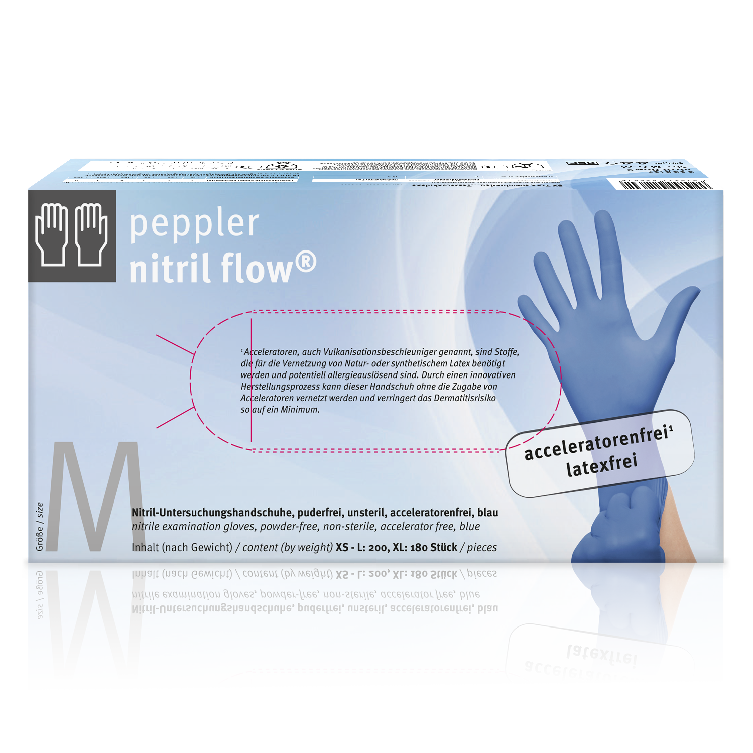 Nitril flow medizinischer Einmalhandschuh beschleunigerfrei blau