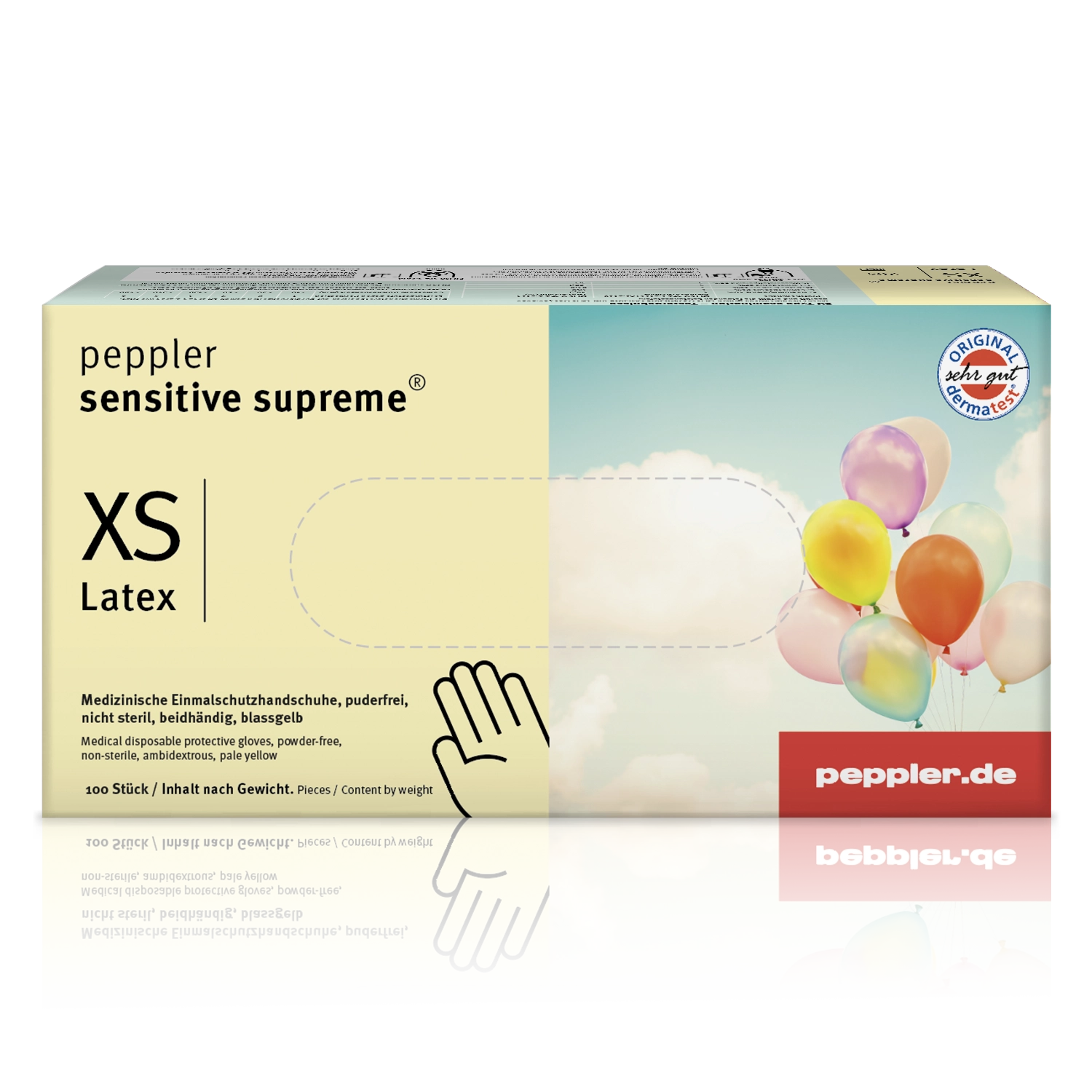 peppler sensitive supreme® | Latexhandschuh | Größe XS | Handschuhbox