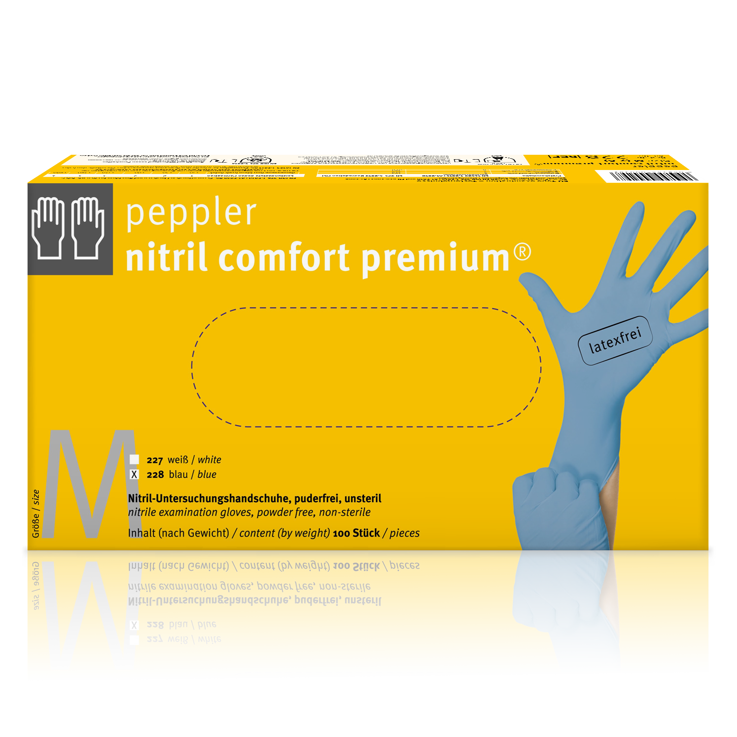 Gratis Muster Nitril Comfort Premium Einmalhandschuhe blau