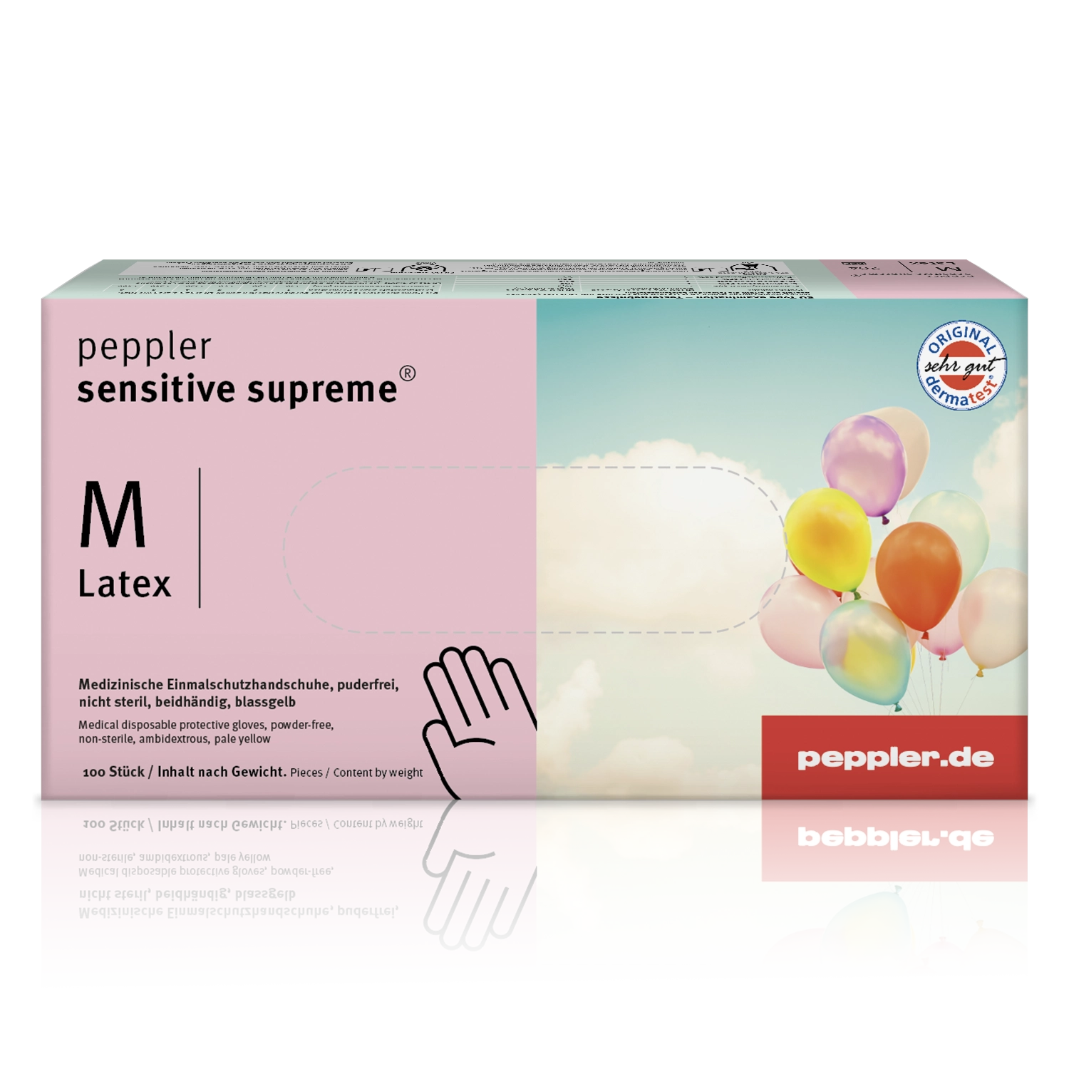 peppler sensitive supreme® | Latexhandschuh | Größe M | Handschuhbox