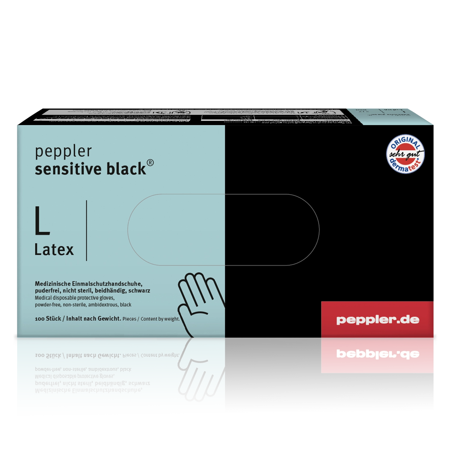 peppler sensitive black® | Latexhandschuh | Handschuhbox | schwarz | Größe L