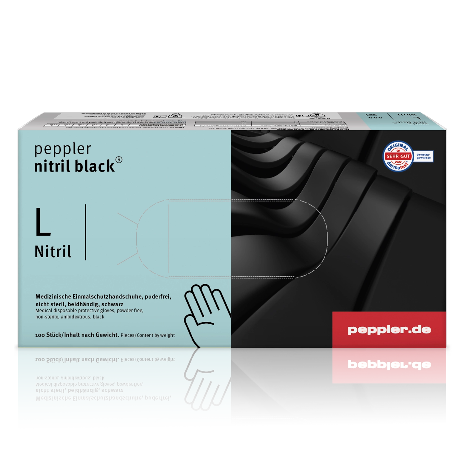 peppler nitril black® | Nitrilhandschuh | Handschuhbox | schwarz | Größe L
