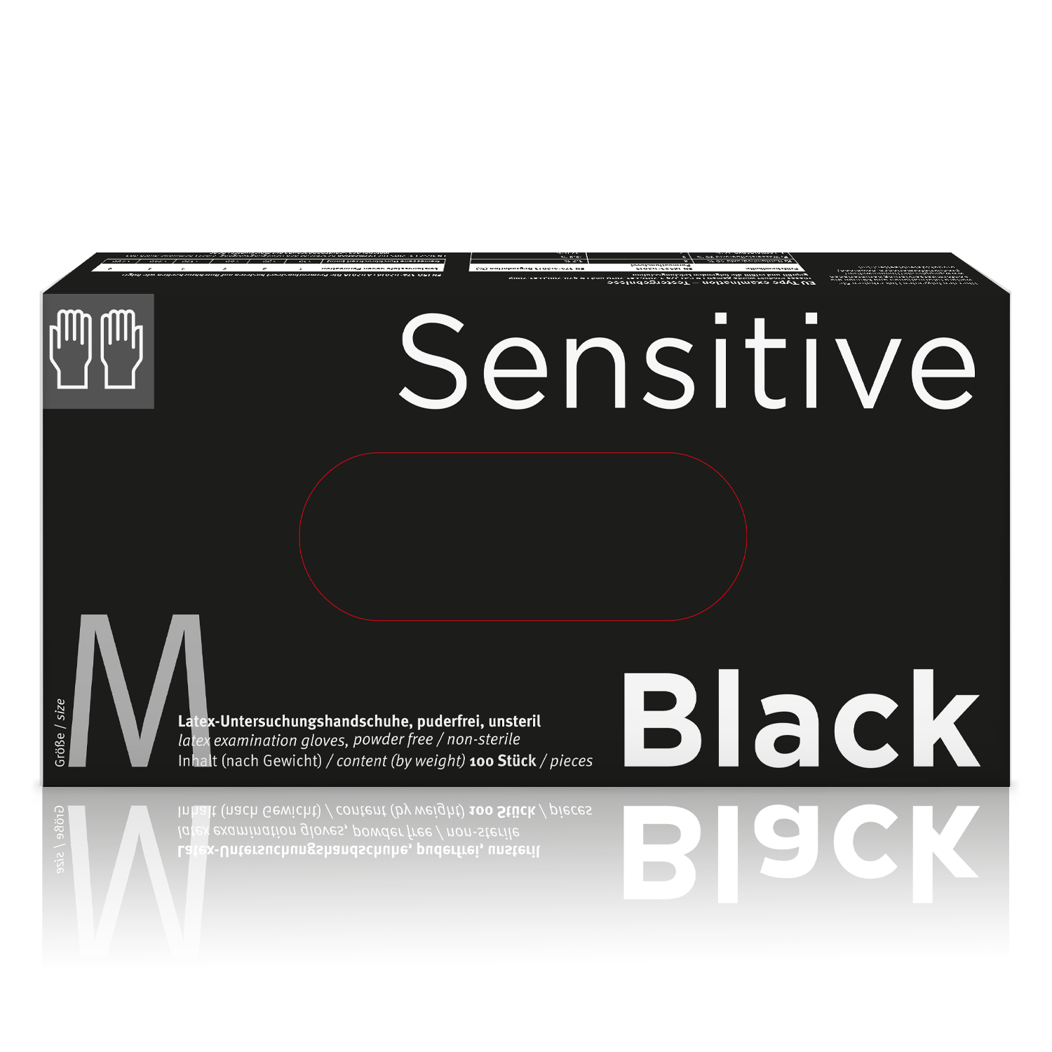 Gratis Muster Sensitive Black Latex-Handschuh volltexturiert schwarz