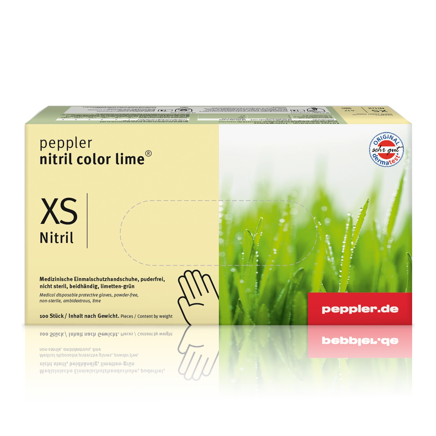 peppler nitril color lime® | Nitrilhandschuh | Größe XS | Handschuhbox