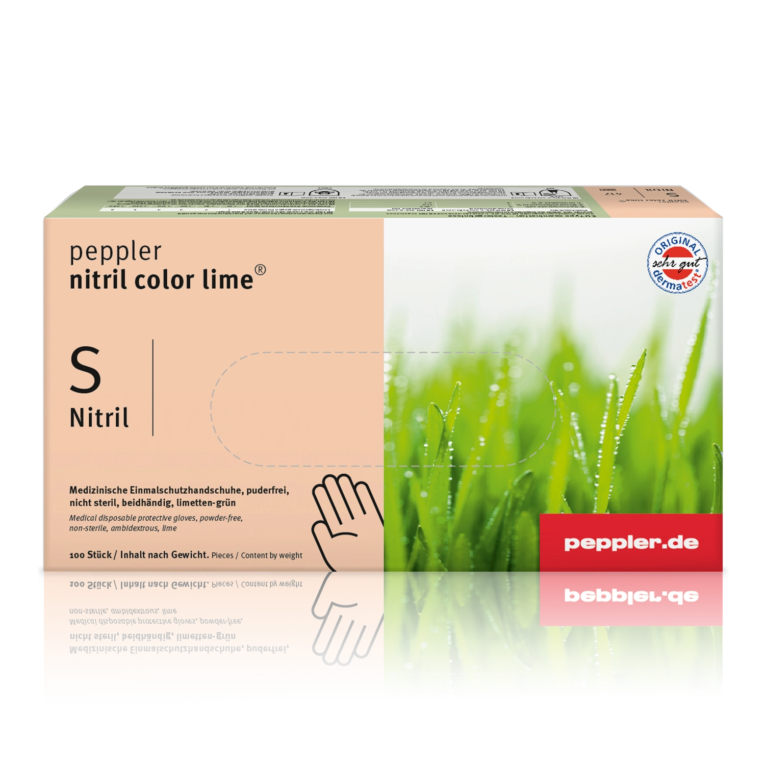 peppler nitril color lime® | Nitrilhandschuh | Größe S | Handschuhbox